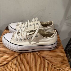 White Converse Allstars Platform Canvas Sneakers Size 7